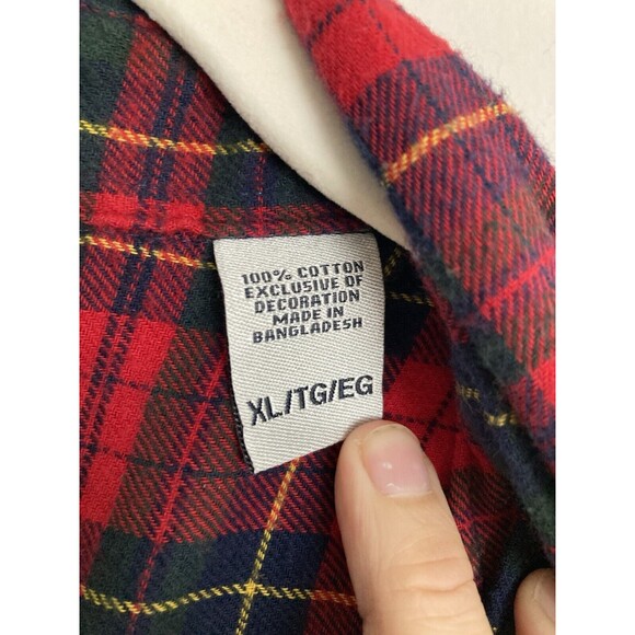 Chaps Ralph Lauren Men's Flannel Button Up Shirt XL Red Plaid Crest - Picture 7 of 12